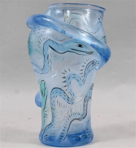 Ulrica Hydman Vallien Swedish Kosta Boda Painted Glass Vase