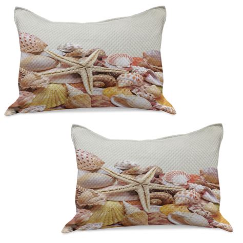 Seashells Knitted Quilt Pillowcover Set Of Pile Of Seashells Nature