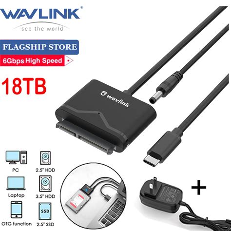 Wavlink Sata Ide Hard Disk Drive Adapter 50cm Sata 3 To Usb 30 Cable With Power Adapter5gbps