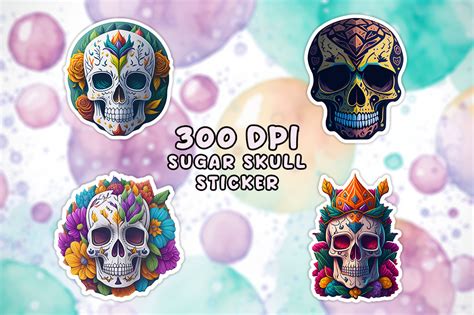 Dia De Los Muertos Sugar Skull Stickers Graphic by Graphic Ledger ...