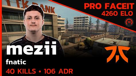 Mezii Fnatic 40 KILLS ON FACEIT W KRIMZ OVERPASS FACEIT LVL 10