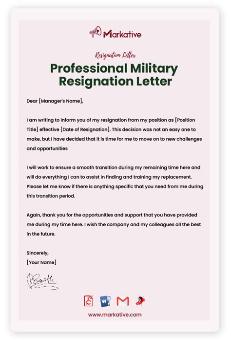 How To Write Best Military Resignation Letter [5 Free Samples] Markative