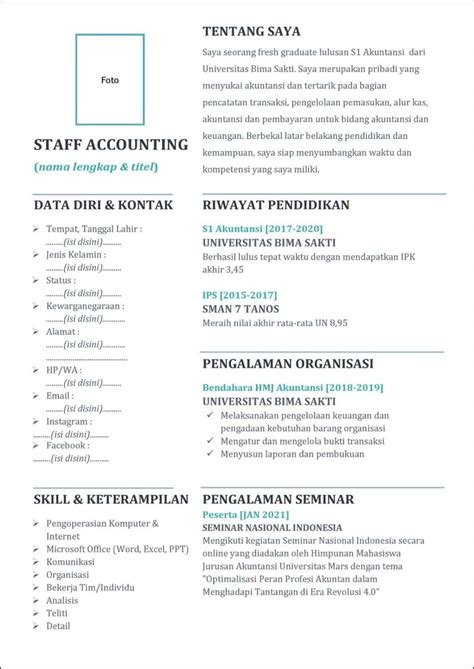 16 Contoh Cv Fresh Graduate Tanpa Pengalaman Kerja