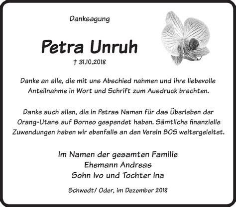 Traueranzeigen von Petra Unruh Märkische Onlinezeitung Trauerportal