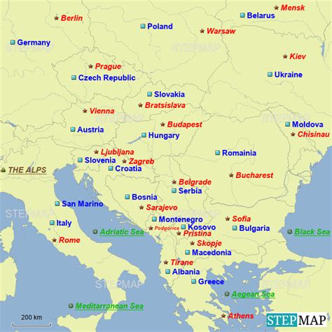 StepMap - Southeast Europe - Landkarte für Germany