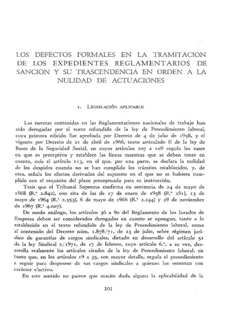 Los Defectos Formales En La Tramitación De Los Expedientes