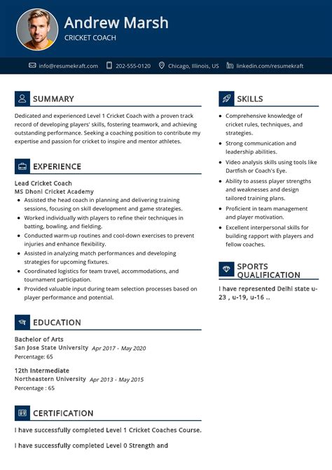 Cricket Coach Resume Example In 2025 ResumeKraft