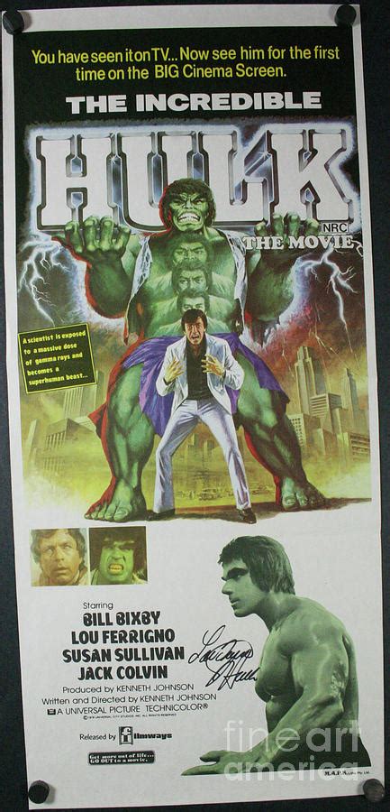 Incredible Hulk Original Comic Book Autographed Lou Ferrigno Daybill Movie Poster Digital Art By