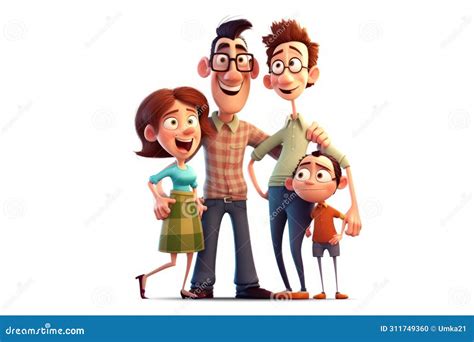 cheerful cartoon family   parents   children