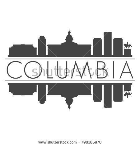 Columbia South Carolina USA Skyline Vector Art Mirror Silhouette ...