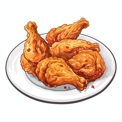 Premium Vector Fried Chicken On A Plate Vector Illustration