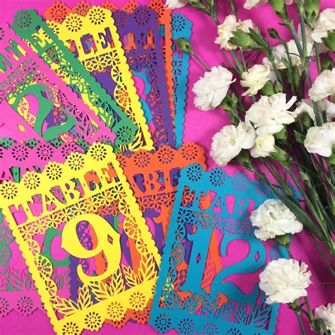 Mexican Wedding Table Numbers Papel Picado Fiesta Etsy