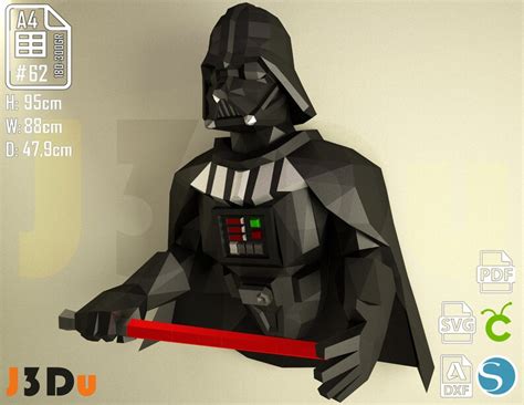 Darth Vader Wall Papercraft Pdf Dxf Cameo Svg Cricut Maker Etsy Australia