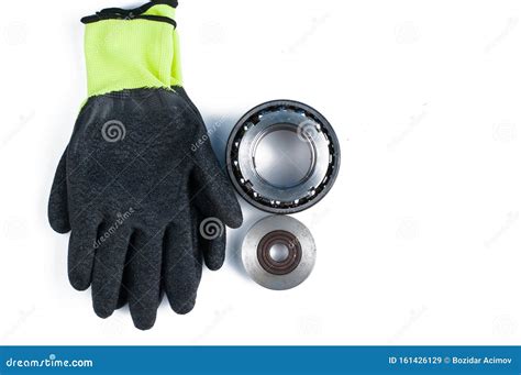 Ball Bearing and Pulley Isolated on White Background.Copy Space Stock Image - Image of gear ...