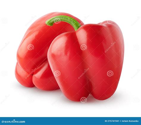 Pimiento Rojo Aislado Dos Pimientos De Campana Aislados En Fondo