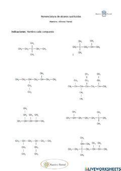 Ejercicios De Nomenclatura De Alcanos Idioma Espa Ol O Castellano