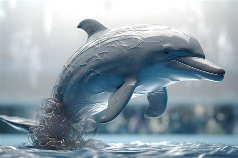 Premium AI Image | A dolphin in the water with a splash of water