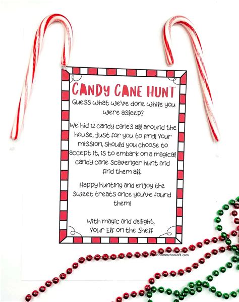 Free Elf On The Shelf Candy Cane Hunt Printable