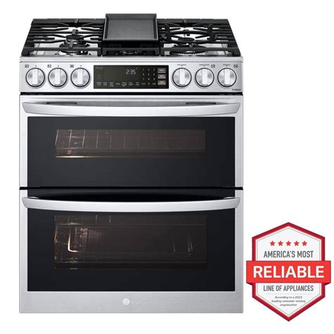 LG 6.9 cu. ft. Smart Slide-In Double Oven Gas Range with ProBake and ...