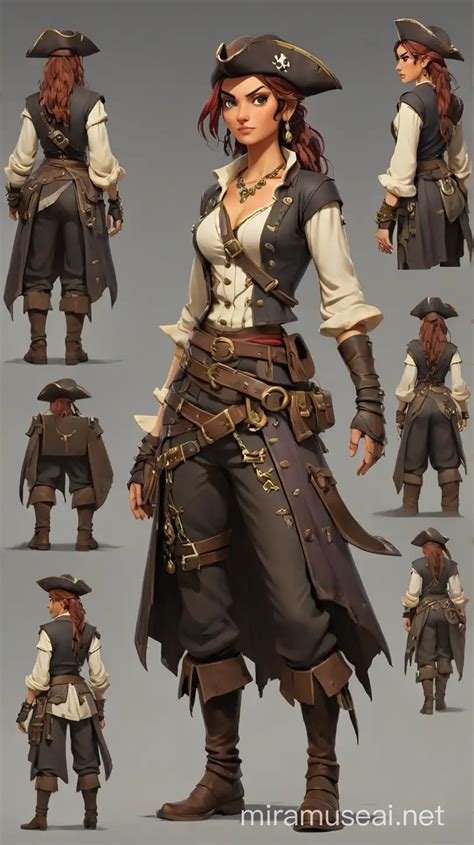 Stylized Female Pirate Character In 2d Concept Art From Preindustrial