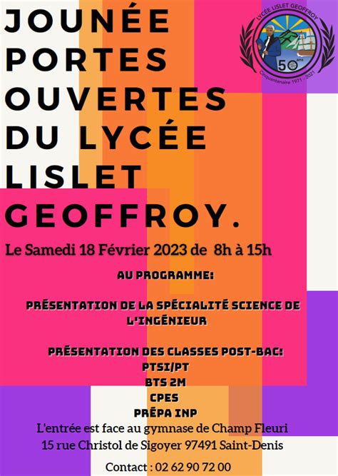 JOURNÉE PORTES OUVERTES DU LYCÉE LISLET GEOFFROY LE 18 02 2023 Lycée