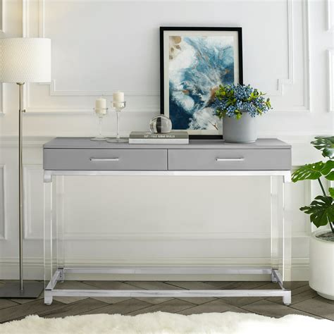 Inspired Home Alena Console Table 2 Drawers High Gloss Acrylic Legs ...