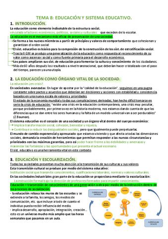 TEMA 8 EDUCACION Y SISTEMA EDUCATIVO Pdf