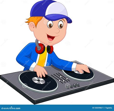 Cartoon DJ boy stock vector. Illustration of disc, play - 55839867