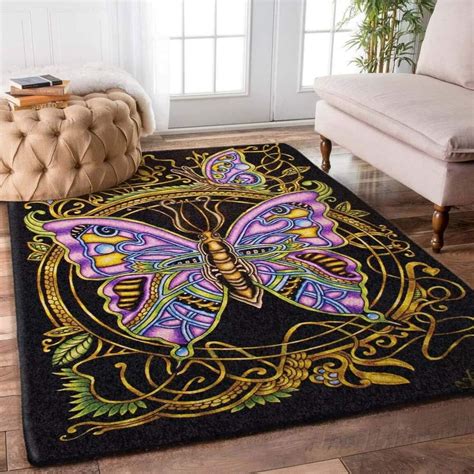 Butterfly Rug Purple Butterfly Decorations Soft Fluffy