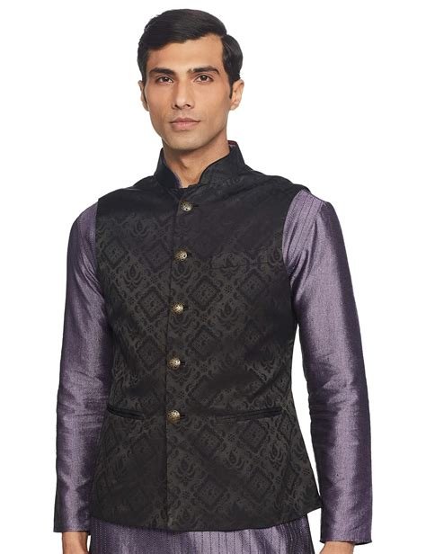 Buy Ethnix By Raymond Ethnix Mens Regular Fit Bundi RTUA00081 K9 Black