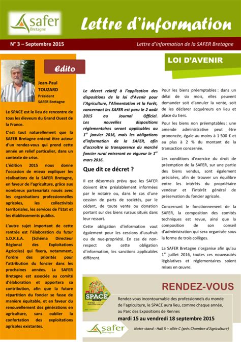 La Lettre D Information Safer Bretagne