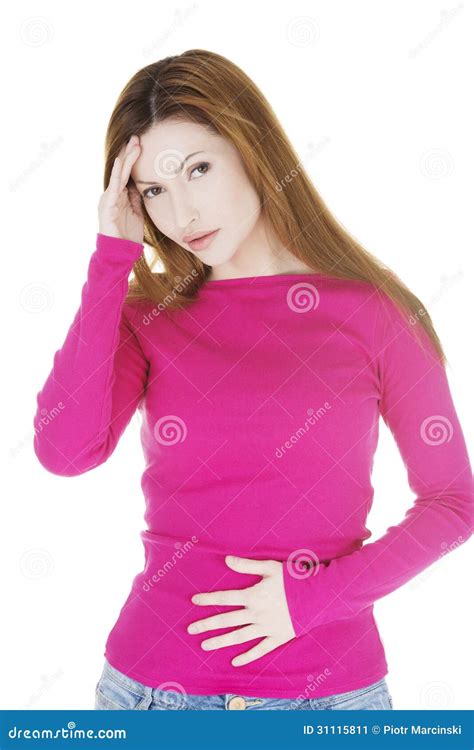 Woman With Strong Pain Of Stomach And Nausea Stock Image Image 31115811