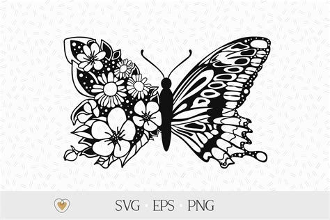 Butterfly Svg Floral Butterfly Svg Butterfly With Flowers By Pretty