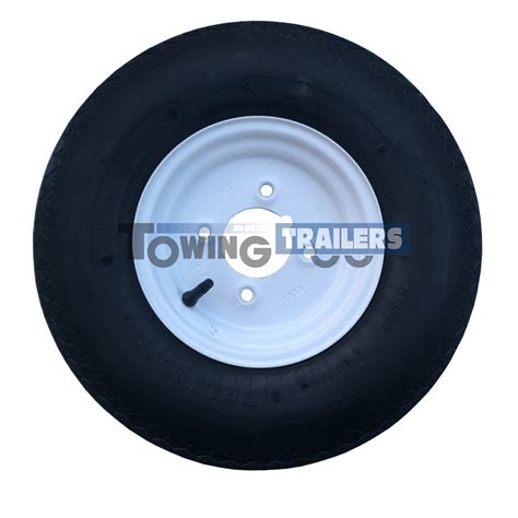 400x8 4PLY 62M Trailer Tyre 4 Stud 4 Inch PCD ET0 White Wheel Rim