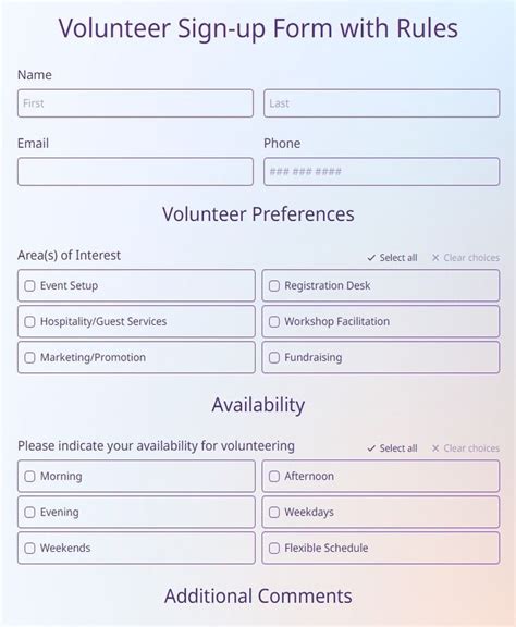 Free Volunteer Forms Form Templates 123FormBuilder