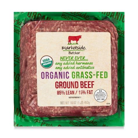 Marketside Butcher Organic Grass Fed Ground Beef 85 Lean15 Fat 1 Lb