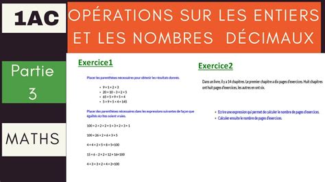 Exercices Corrig S Op Rations Sur Les Entiers Et Les Nombres D Cimaux