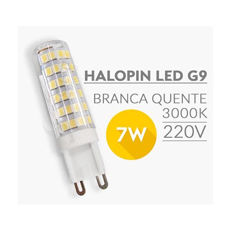 5 Lâmpadas LED Bipino G9 Halopin 7W 220V Luz Branca Quente 3000K