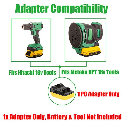 1x DeWalt 20v MAX XR Slider Li Ion Battery To Metabo HPT 18v HITACHI