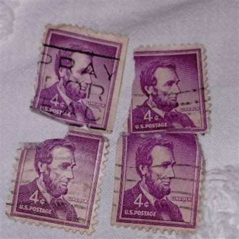 Purple 4 Cent Abraham Lincoln Stamp Etsy