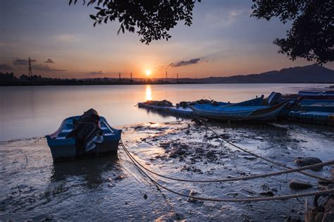 Wallpaper Sunlight Landscape Boat Sunset Sea Bay Lake Shore