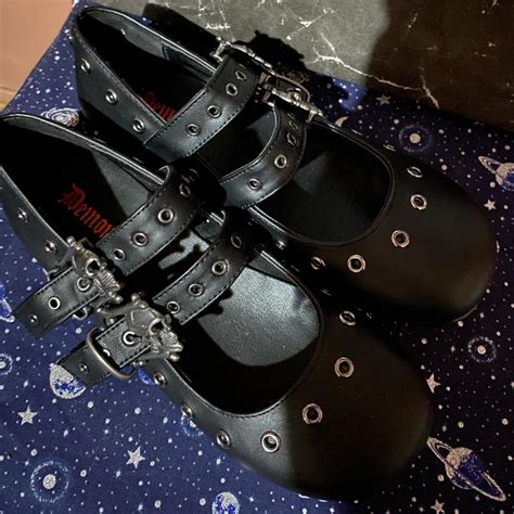 Demonia Skull Mary Janes 🕸️☠️ Worn Twice Recently Depop