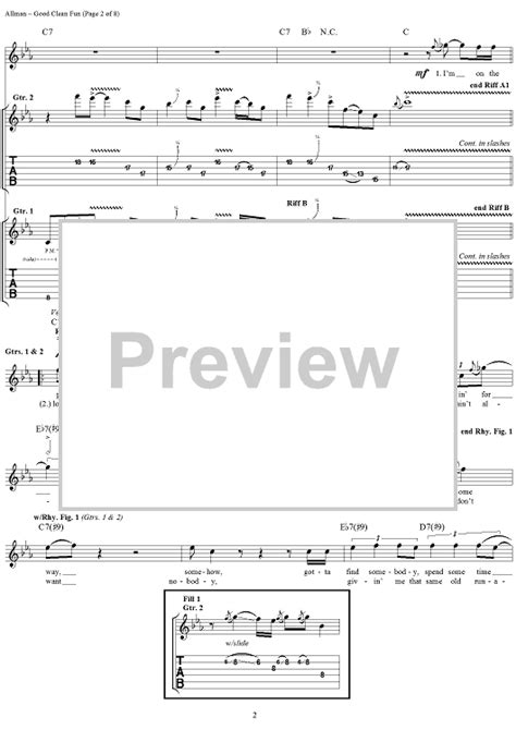 Good Clean Fun Sheet Music By The Allman Brothers Band For Guitar Tabvocal Sheet Music Now