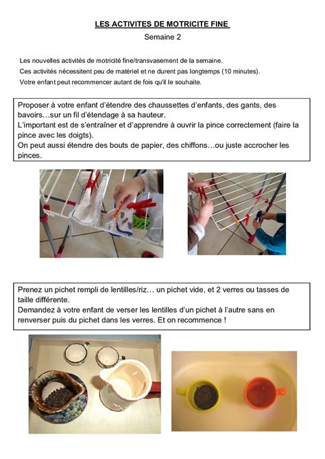 Activités de motricité fine Maternelle Joseph Brenier