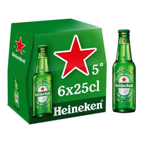 Bière blonde HEINEKEN le pack de 6 bouteilles de 25cL à Prix Carrefour