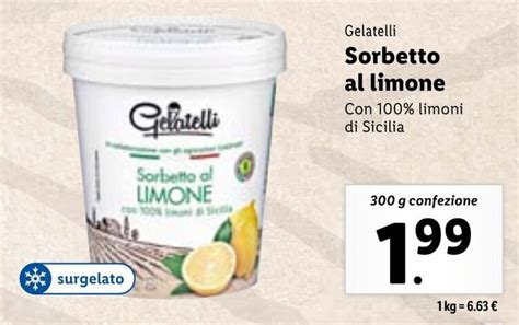 Gelatelli Sorbetto Al Limone Con 100 Limoni Di Sicilia 300 G Offerta