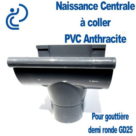 Naissance centrale à coller en PVC anthracite pour GD25