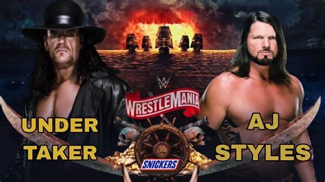 The Undertaker Vs Aj Styles Wrestlemania 36 Youtube