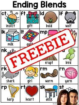 Free Ending Blends Chart | Blends anchor chart, Consonant blends anchor ...