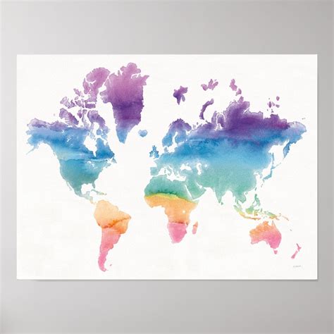 Watercolor World Map Poster | Zazzle